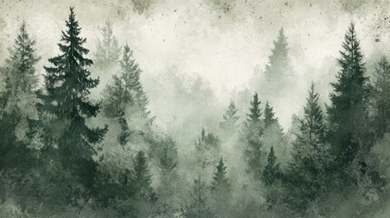 Wall Mural - Soft forest scene fading into a textured grunge backdrop for atmospheric wallpaper