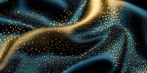 Poster - A piece of fabric with gold and blue spots on it