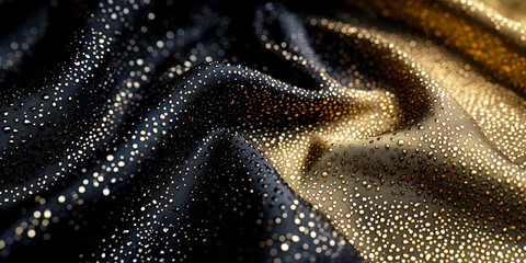 Poster - A piece of fabric with gold and black dots on it