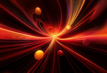 Canvas Print - Abstract background with red and orange streaks emanating from the center, with several bright orbs scattered around the image.