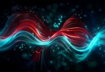 Aufkleber - A blend of vibrant red and blue hues creates a dynamic, flowing design against a dark background.