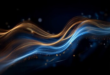 Aufkleber - Golden and blue streaks of light dance across a dark background.