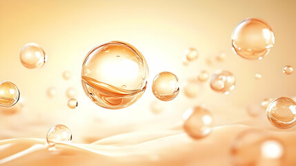 Wall Mural - Golden Liquid Bubbles Abstract Background