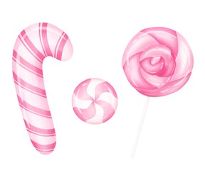 Sticker - Clipart of Watercolor lollipops. Watercolor festive lollipops. 