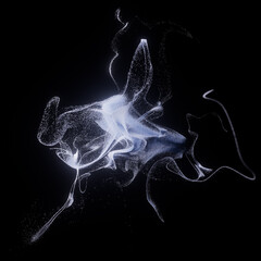 Wall Mural - Wispy smoke particle nebula shape isolated on a black background