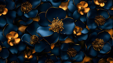 Sticker - Blue and Gold Floral Illustration