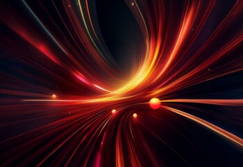 Wall Mural - A swirling vortex of red and orange light streaks across a dark background, with glowing orbs scattered across the expanse.