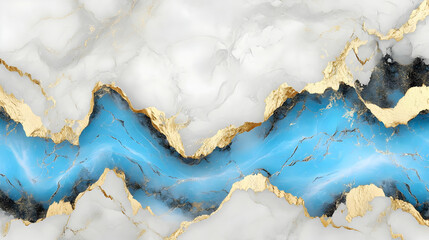 Poster - Abstract Background with White, Blue, and Gold Swirls