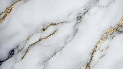 Sticker - White Marble Texture with Golden Veins Background