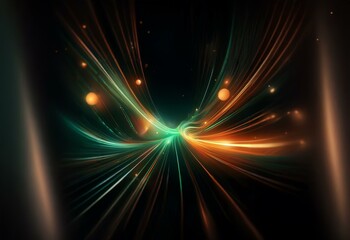 Poster - A swirling, abstract pattern of glowing light streaks and orbs against a black background.