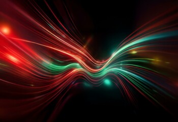 Sticker - Abstract digital art featuring a blend of swirling, glowing red, green, and blue lights against a dark background.