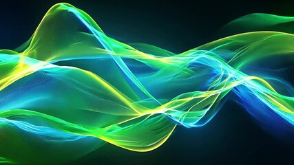 Poster - Colorful abstract waves of light flow gracefully across a dark background, creating a dynamic visual experience