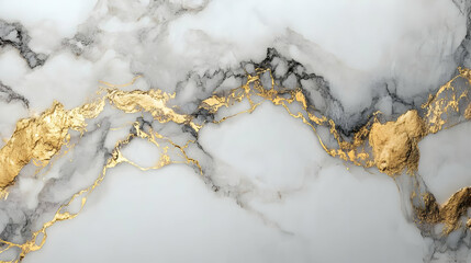 Canvas Print - White and Gold Marble Texture Background