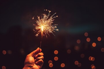 Wall Mural - night hand celebration fireworks.