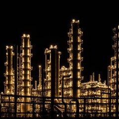 oil refinery on black background