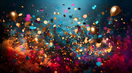 Wall Mural - Colorful Confetti and Balloons Abstract Background