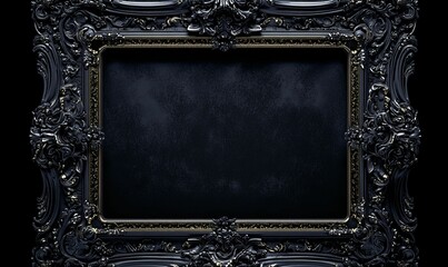 Ornate black and gold picture frame.