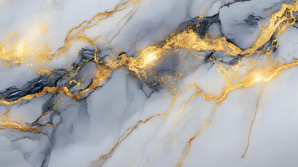 Canvas Print - Abstract Marble Background with Golden Veins