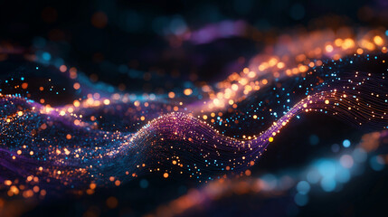 Poster - A beauty futuristic abstract background in a high-tech style. Shining lines and patterns resembling neural networks, connections, and digital circuits.