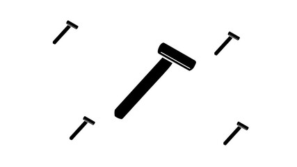 Poster - Zoom in and out animation the mens razor symbol. Large black symbol in the center and four small symbols around. Seamless looped 4k animation on white background