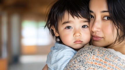 Sticker - 母と子の優しい瞬間：家族の肖像画に表れる愛とつながりの真の表現