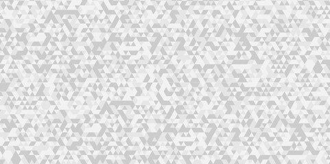 Poster - White and gray polygon Mosaic triangle overlap texture background. Vector geometric seamless gray, white cube square low polygon background. abstract surface creative diamond pattern corporate.