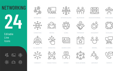 Wall Mural - networking line editable icons set. vector illustration in modern thin line style of business relate