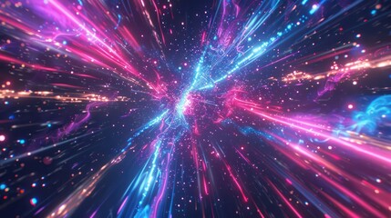 Wall Mural - abstract flight in space hyper jump black background