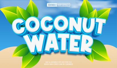 Poster - Editable 3d text style effect - Coconut Water text effect Template	