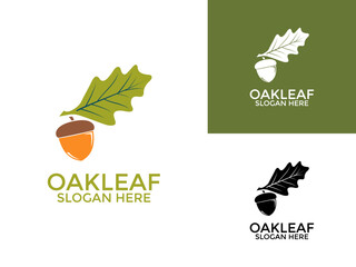 Wall Mural - Oak leaf logo design illustration vector template, Green Oak Leaves logo design icon