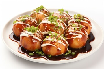 Wall Mural - Takoyaki plate food meal.