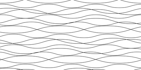 Poster - Seamless wave pattern. Water waves. Abstract wavy lines isolated on transparent background. Vector illustration 