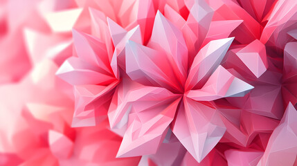 Whimsical Low Poly Flower Background Filled with Fantasy Elements Celebrating Imaginative Beauty of Nature