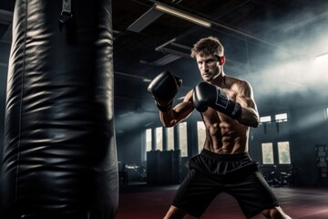 Canvas Print - Boxing kickboxing punching hitting.