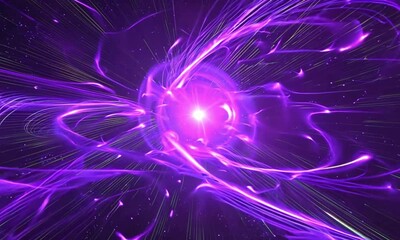 Wall Mural - A vibrant cosmic scene depicting swirling purple energy in a dark space background.