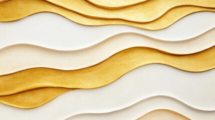 Poster - A stunning display of gold and white waves forms an elegant texture, perfect for enhancing interior design and decorative themes