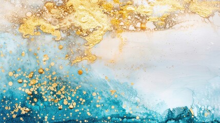 Poster - An expressive piece of art featuring shimmering gold and vibrant blue glitter, flowing together in an eye-catching design