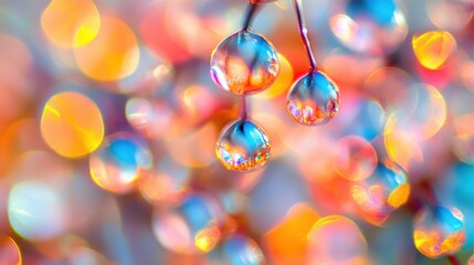 Poster - Vibrant bokeh light circles blend beautifully, creating a dreamlike atmosphere with soft hues and shimmering reflections
