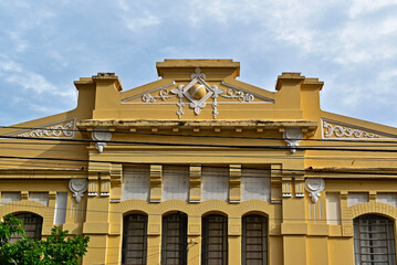 Decorative details on old facade in Ribeirao Preto, Sao Paulo, Brazil