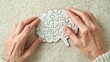 © Maryna - Memory Loss: Elderly Woman Completing Jigsaw Puzzle in Brain Shape, Alzheimer's and Dementia Concept