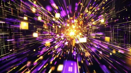 Poster - colorful burst of light traversing a dark space, creating an illusion of speed in a vibrant digital 
