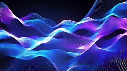 Poster - Colorful abstract wave design in blue and purple tones representing fluid motion and energy in digital art