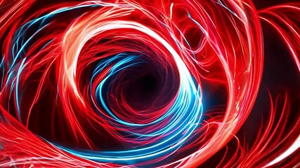 Poster - Swirling light patterns in red and blue create a mesmerizing visual effect in a dark setting