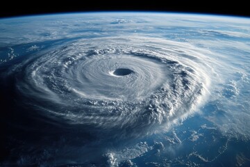 Hurricane forming over the earth creating swirling clouds