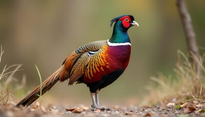 Sticker -  Vibrant Peafowl in Natural Habitat