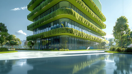Aufkleber - Technology green Panoramic Office Building.
