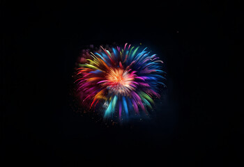 Poster - A colorful firework display bursts against a black background.