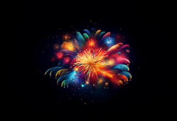 Poster - A colorful firework display explodes against a black background.