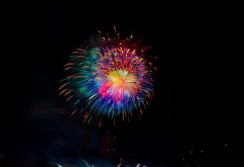 Poster - A vibrant, multi-colored firework burst explodes against a dark, isolated background.