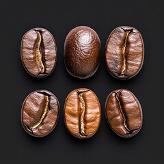 Rich and Bold: A Close-Up of Brown Coffee Beans Roasted to Perfection for a Strong Espresso with a Boost of Caffeine